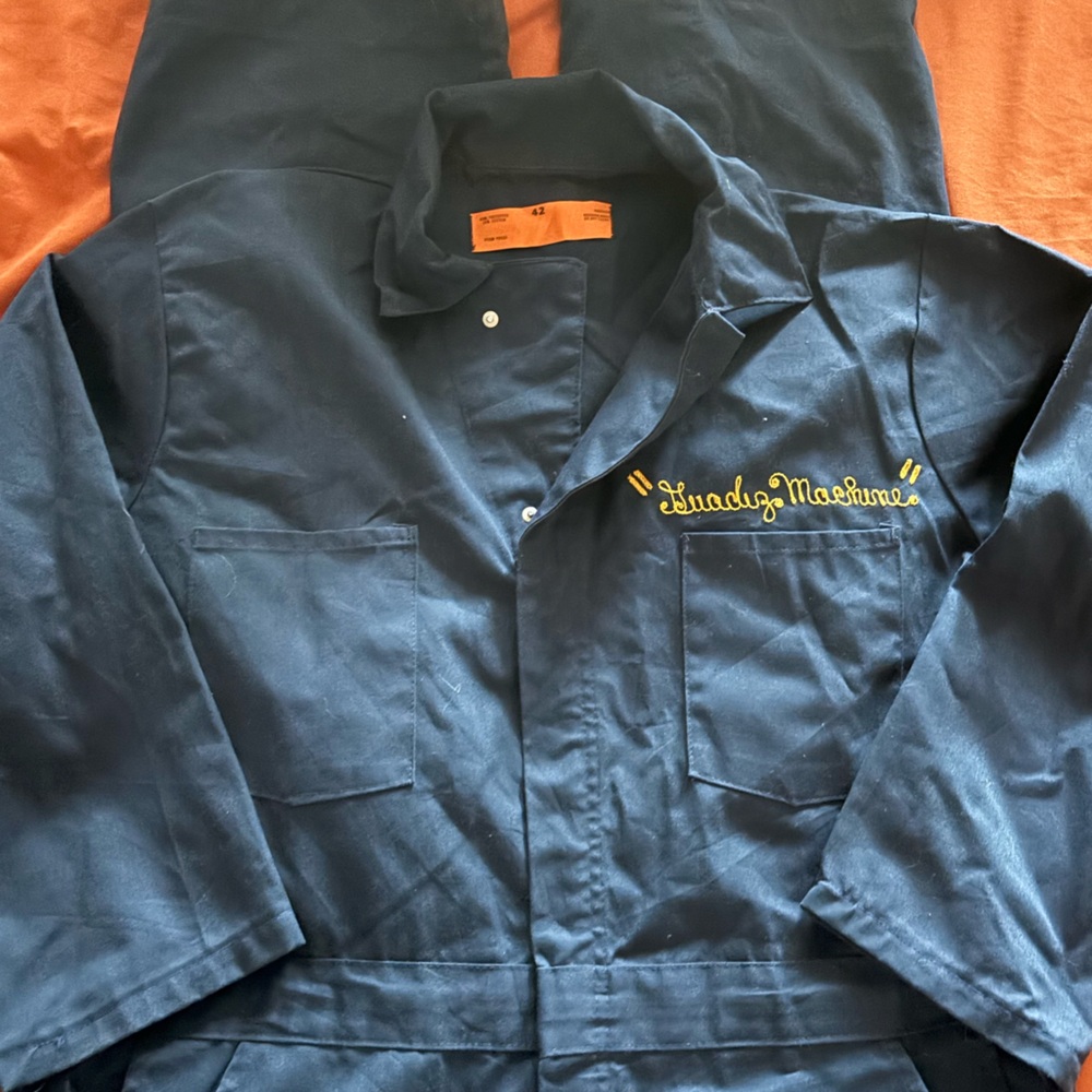 Coveralls size 42 large patch on back says “men at work”